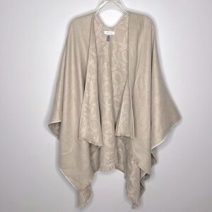 Calvin Klein Poncho in Tan and Cream One Size